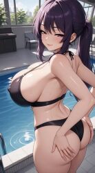 1girls ai_generated ai_generated_background amira_zunes anime anime_girl anime_style ass big_ass big_booty big_breasts big_butt big_titties bikini bikini_bottom bikini_top bikini_top_removed bra_pull bra_pulled_up breasts dripping_pussy female flashing flashing_bra flashing_breasts flashing_nipple from_behind from_behind_position grok original_character ponytail pool purple_eyes purple_hair pussy seductive seductive_eyes seductive_look seductive_smile tagme talkie-ai thick_thighs thighs thinfal titties vagina video wet_pussy