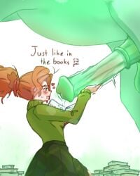 1animal 1girls 2d animal_genitalia animal_penis balls beastiality blush book books clothed deadlock english_text fully_clothed glasses green_cock hand_on_cock horse horsecock huge_cock human imminent_fellatio imminent_oral imminent_sex nervous nervous_sweat orange_hair paige_(deadlock) parthannax precum precum_drip salivating speech_bubble steam text vein veins veins_on_cock veins_on_dick veins_on_penis veiny zoophilia