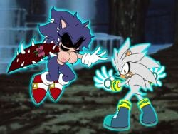 anthro areolae big_breasts breasts female karolfemuwu kolossos nipples outcome_memories roblox roblox_game rule_63 silver_the_hedgehog sonic.exe_(series) sonic_(series) tagme