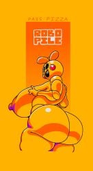 2026 animatronic anthro areola ass avian beakless big_breasts big_butt bird blush blush_stickers breasts chicken digital_media_(artwork) english_description english_text female female_anthro fingers five_nights_at_freddy's five_nights_at_freddy's_2 galliform hi_res huge_breasts huge_butt looking_at_viewer looking_back machine nipples nsfwoaf nude open_mouth phasianid pink_areola pink_nipples robot scottgames side_boob simple_background solo text thick_thighs toy_chica_(fnaf) wide_hips yellow_background yellow_body