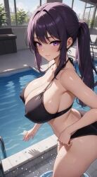 1girls ai_generated ai_generated_background amira_zunes anime anime_girl anime_style ass big_ass big_booty big_breasts big_butt big_titties bikini bikini_bottom bikini_top bikini_top_removed bra_pull bra_pulled_up breasts dripping_pussy female flashing flashing_bra flashing_breasts flashing_nipple from_behind from_behind_position grok original_character ponytail pool purple_eyes purple_hair pussy seductive seductive_eyes seductive_look seductive_smile tagme talkie-ai thick_thighs thighs thinfal titties vagina video wet_pussy