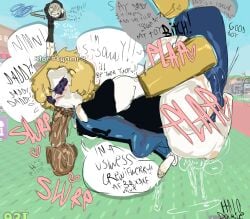 3boys 3d_background anal anal_sex anon artist_name big_penis bitch bitch_boy black_jacket blonde-haired_male blonde_hair blue_shirt blush blush_lines brown_skinned_female coil cum_dripping cum_in_mouth cum_inside cumming daddy disembodied_penis english_text faggot femboy friend game_background gay gay_anal gay_sex gibberish glasses halodouble holding_arms invisible_legs kid_in_background medium_penis noob penis_in_stomach people_in_background people_watching plapping plapping_ass plapping_butt roblox roblox_background roblox_game robloxian screencap_background self_upload sex slurp slurping small_penis speech_bubble steal_a_brainrot stomach_bulge sucking sucking_penis text text_bubble textt throwing_object white_body yellow_skinned_male