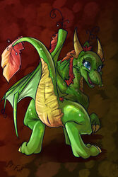 anus back chiri cute dragon female forest_dragon fuf pussy reptile scalie show smile solo