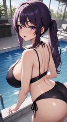 1girls ai_generated ai_generated_background amira_zunes anime anime_girl anime_style ass big_ass big_booty big_breasts big_butt big_titties bikini bikini_bottom bikini_top bikini_top_removed bra_pull bra_pulled_up breasts dripping_pussy female flashing flashing_bra flashing_breasts flashing_nipple from_behind from_behind_position grok original_character ponytail pool purple_eyes purple_hair pussy seductive seductive_eyes seductive_look seductive_smile tagme talkie-ai thick_thighs thighs thinfal titties vagina video wet_pussy
