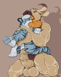 2025 anal anal_sex animal_genitalia animal_penis anthro anus ass balls big_dom_small_sub big_penis blue_body blue_fur bodily_fluids bovid bovine brown_background brown_body carry_position claws colored dated dominant dominant_male duo equine_genitalia equine_penis feet felid fucked_silly fur genital_fluids genitals green_eyes hair horn huge_cock imminent_vore kneeling kneeling_sex long_tongue male male/male mammal matthias_(tigereye7669) medial_ring muscular nude_male open_mouth oral pandottermon pantherine penetration penis perineum pink_anus precum restrained ridiculous_fit saliva sex signature simple_background size_difference tail tan_body tan_penis tiger tongue tongue_out unusual_anatomy unusual_tongue yellow_eyes yellow_tongue
