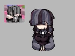 big_breasts black_hair goth goth_girl grey_hair hair_over_eyes minecraft minecraft_youtubers self_upload