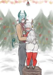 artist ass christmas christmas_outfit demon demon_boy fantasy furry furry_female incubus nsfw oc reindeer reindeer_girl shortstack shy sombresnuances
