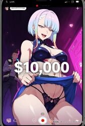 1girl1boy ai_generated cheating cheating_girlfriend covered_nipples cyberpunk cyberpunk:_edgerunners cyberpunk_2077 cyberpunk_clothes cyberpunk_girl david_martinez_(edgerunners) dirty_talk female from_below kissing looking_at_another looking_at_partner looking_at_viewer lucyna_kushinada medium_breasts naughty naughty_face naughty_girl naughty_smile neon netorare nsfw ntr outfit pose russian seductive seductive_body seductive_expression seductive_eyes seductive_female seductive_look seductive_mouth seductive_pose seductive_smile sexy sexy_armpits sexy_body sexy_clothing sexy_dress sexy_female sexy_pose short_hair skirt skirt_lift skirt_up stream streamer streaming sweat sweaty sweaty_body tagme video voice voice_acted