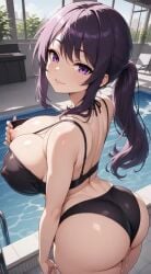 1girls ai_generated ai_generated_background amira_zunes anime anime_girl anime_style ass big_ass big_booty big_breasts big_butt big_titties bikini bikini_bottom bikini_top bikini_top_removed bra_pull bra_pulled_up breasts dripping_pussy female flashing flashing_bra flashing_breasts flashing_nipple from_behind from_behind_position grok original_character ponytail pool purple_eyes purple_hair pussy seductive seductive_eyes seductive_look seductive_smile tagme talkie-ai thick_thighs thighs thinfal titties vagina video wet_pussy