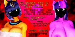 3d analog_horror animal_crossing ankha ankha_(animal_crossing) anthro big_ass big_breasts blue_bracelets blue_hair bracelet bracelets cat_ears clothed clothing conflict confrontation creepy crossover egyptian egyptian_mythology english_text feline folded_arms fully_naked fully_nude golden_bracelets horn horror horse_ears huge_ass huge_boobs huge_breasts large_ass large_boobs large_breasts looking_at_each_other mandela mandela_catalogue mandela_face masked_face masteryorg0 multicolored_hair my_little_pony mythology naked nude open_eyes pharaoh pony pony_ears purple_body purple_hair purple_skin pyramid scary scrag_ankha scrag_boy_(model) scrag_twilight_sparkle sexy shaded_face standing text thicc tiara twilight_sparkle_(mlp) unicorn wide_ass wide_hips wide_open_eyes wide_thighs wingdings_text yellow_body yellow_skin