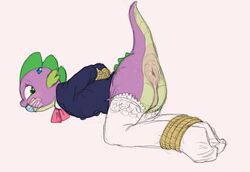 aged_up animal_genitalia armpits barb_(mlp) bent_over blush bondage bound cloaca dragon female friendship_is_magic my_little_pony rule_63 siansaar smooth_skin solo spike_(mlp)