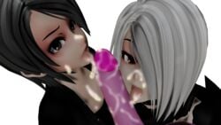 3d cum facial ibuki_(character) jackie_(character) jackmmd_(artist) kyo_(character) mikumikudance mmd penis