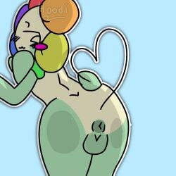 ballsack blush chubby dandy's_world dandy_(dandy's_world) heart_shaped_tail roblox small_ass small_butt smug_expression tail watermark