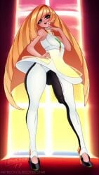 1futa animated big_penis blonde_female blonde_hair bulge bulge_down_leg bulge_rubbing bulge_through_clothing bulge_under_clothes cameltail cum cum_on_floor detailed_bulge ejaculation erection futa_focus futa_only futanari grin hand_on_hip leggings long_legs lusamine_(pokemon) masturbation milf nenerhea no_sound penis pokemon pokemon_sm pulling_out_penis solo_futa standing stroking_cock stroking_penis tall_female video