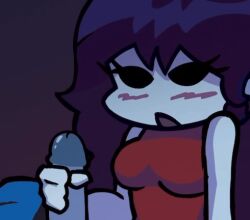 1boy 1girls 2025 2d animated blush blushing boyfriend_(friday_night_funkin) breasts brown_hair cock female friday_night_funkin gif girlfriend_(friday_night_funkin) handjob kanzo_(artist) long_hair male/female mouth_open penis twitter twitter_link