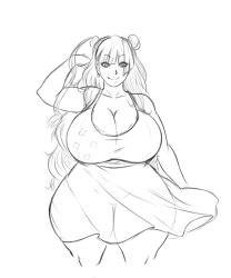 1girls big_breasts breasts cleavage curvy curvy_female fanart franktonius galko huge_boobs huge_breasts long_hair oshiete!_galko-chan sketch solo summer_dress sundress thicc thick_thighs thigh_gap translucent_clothing
