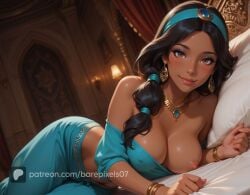 1girls ai_generated aladdin aladdin_(1992_disney_film) artist_name ass barefoot barepixels07 belly_button black_hair breasts brown_eyes clothed dark-skinned_female dark_skin darkskinned_female disney disney_princess earrings hairband jewelry long_hair looking_at_viewer mature mature_female medium_breasts midriff natural_breasts navel necklace patreon_username princess_jasmine round_ass slim_waist solo thick_thighs thighs uncensored wide_hips