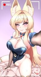 alaplateada ass bed big_breasts breasts camera chromevt female female_only fox_ears gradient_hair heart-shaped_pupils latam_virtual_youtuber masturbation naked naked_female nude nude_female pillow pussy pussy_juice smiling thighs virtual_youtuber vtuber vtuberfanart