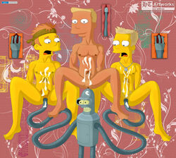 anus bender_bending_rodriguez buff crossover donny_(the_simpsons) erik_(the_simpsons) fisting futurama ht_lgbtq_artworks hunk male_only penis robot tagme the_simpsons twink zapp_brannigan