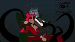 2boys alastor_(hazbin_hotel) animated black_tentacles bondage dominant furrowed_eyebrows hazbin_hotel hazbin_hotel_(season_2) male_only moaning past_self playful restrained_arms restrained_by_tentacles shmo_afterdark sipping_tea sitting_on_another sitting_on_lap slapping_with_penis smiling sound submissive_male tagme teasing tobinarts vest video vincent_(hazbin_hotel) voice_acted vox_(hazbin_hotel) whimpering yaoi