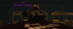 1girls 3d annoyed annoyed_female chains crown decaying_winter dialogue english_text firefighter firefighter_uniform from_behind large_ass purple_hair radio roblox roblox_game robloxian self_upload sledge_queen swarmerrbxl tagme text voluptuous