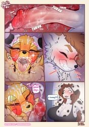1boy 2girls adult adult_female age_difference anthro audrey_(leo's_mom)_(yourdigimongirl) bandai_namco big_breasts blue_eyes blush bodily_fluids breasts brown_hair canid canine canis closed_eyes clothed clothed_female clothing comic comic_page cum cum_drip cum_in_mouth cum_in_throat cum_on_face cum_on_penis dalmatian deep_penetration deepthroat dialogue digi_(yourdigimongirl) digimon digimon_(species) digital_media_(artwork) dog dog_girl domestic_dog dripping ears english_text eyewear fellatio female female_fox female_penetrated fox fox_girl fur genital_fluids genitals glasses hi_res hybrid interspecies leo_(yourdigimongirl) long_hair male male/female male_penetrating male_penetrating_female mammal mane mature_female milf mother mother_and_child mother_and_son open_mouth oral oral_penetration oral_sex orgasm parent parent_and_child parent_and_son penetration penis possibly_caught renamon sex size_difference son talking_to_another text url vixen yellow_body yellow_fur yourdigimongirl