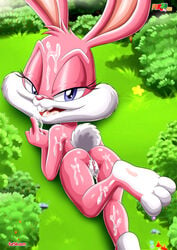 babs_bunny bunny cum cum_covered cum_on_body cum_on_face cum_on_legs cum_on_lips female fur34 furry nude outdoors pawpads paws pink_fur rabbit tagme tiny_toon_adventures warner_brothers