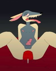 2018 absurd_res alfred's_playhouse alfred_alfer alfreds_playhouse anal anal_sex animal_genitalia animal_penis animated animated_gif animation anus bed bedroom black_nose black_sclera canid canine chest dog dot_eyes ears gay genitals gif grossmonster hi_res ice_cream legs_up markings markings_(fur) nipples non-human object_in_ass penis pink_eyes popsicle popsicle_in_ass sitting sitting_on_bed teeth tongue_out toony