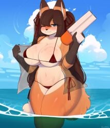 1girls 2025 alternate_version_at_source alternate_version_available anthro bikini bonniblair female female_only furry furry_female furry_only tagme watergun