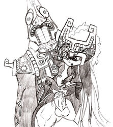 1boy 1girls anal female front_view imp_midna male midna monochrome nintendo penis sex sketch straight straight_hair the_legend_of_zelda twili twilight_princess zant