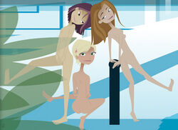 3girls 6teen blonde_hair caitlin_cooke dmz female female_only jen_masterson multiple_girls nikki_wong nude purple_hair