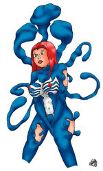 1girls coolchg female female_only light_skin lipstick marvel marvel_comics mary_jane_watson red_hair she-venom solo spider-man_(series) straight_hair symbiote venom_(marvel)