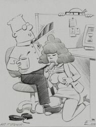 1girls 2002 2boys alice_(dilbert) breasts closed_eyes dilbert dilbert_(franchise) female imminent insertion julius_zimmerman male male/female monochrome multiple_boys nipples sock wally_(dilbert)