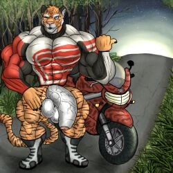 abs balls biceps feline male muscles muscular muscular_arms muscular_legs muscular_male muscular_thighs pecs penis tail testicles tiger