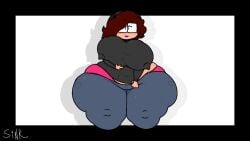 big_ass big_breasts female front_view glasses huge_ass huge_breasts mikal_(sinktober) sink_(sinktober) tight_clothing