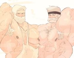 armpit armpit_fetish armpit_hair armpits bara beard drayden facial_hair hand_behind_head male male_only muscles muscular musk nintendo pokemon professor_rowan rooyu_0 rowan_(pokemon) saturn297 sweat sweating yaoi