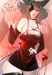 alice_luft bell black_panties cat_suit chibi choker choker_bell clothing cute cute_demon demon_fox demon_girl demon_horns demon_tail feline female fox_ears fox_girl grey grey_fox grey_hair grey_hair_female horny horny_female kumiho lingerie lingerie_cat_suit lingerie_only little lustful neko neko_girl sifu small smoll thighs waist