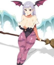 1girls big_breasts big_butt big_thighs big_titties black_clover breasts clothing cosplay curvaceous curvaceous_female curvaceous_figure curvy curvy_figure curvy_hips darkstalkers female female_focus female_only head_wings huge_breasts large_breasts misterlmaoo morrigan_aensland_(cosplay) noelle_silva short_hair white_hair wings wings_on_head