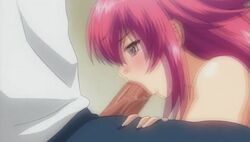 1boy 1girls animated blowjob fellatio female himeyama_matsuri oppai_no_ouja_48 oral pink_hair