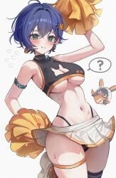 belle_(zenless_zone_zero) black_panties boob_window cheerleader short_skirt thigh_strap underboob upskirt zenless_zone_zero zije