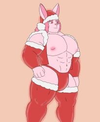 abs big_pecs big_pectorals bunny bunny_boy christmas christmas_clothing christmas_outfit furry furry_male furry_only gay muscular muscular_male original_character santa_costume yifforroarts