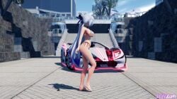 1girls 3d animated athletic breasts dancing female grey_hair huge_breasts mmd music tagme teenager thong video vocaloid yowane_haku