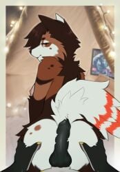 animal_genitalia animal_penis animated anthro ass bed_sheet bedding black_penis blep_(husky) bouncing bouncing_breasts breasts brown_body brown_eyes brown_fur brown_hair canid canine canine_genitalia canine_penis canis cheek_tuft domestic_dog duo facial_tuft female first_person_view fluffy fur genitals grinding hair hand_on_butt hi_res hot_dogging husky knot knotted_penis looking_at_viewer looking_back male male/female male_pov mammal mantucat neck_tuft nipples nordic_sled_dog nude penis penis_on_butt pink_nipples romantic romantic_couple rubbing sex smile smiling_at_viewer smirk smirking_at_viewer spitz spots tuft white_body white_fur