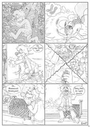 anthro ass balls brainsister buckteeth canine cleaning closed_eyes clothing comic cum cum_everywhere disney english_text father father_and_son flaccid foreskin giant_sperm goof_troop goofy halo humanoid_penis male_only mammal max_goof messy monochrome nude pajamas panicking parent partially_retracted_foreskin penis sleeping son speech_bubble sweat teeth text thought_bubble uncut waking_up young