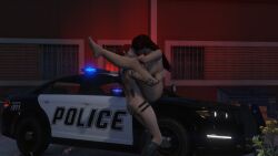 2girls 3d anita_may breasts daisy_dukakis female female_only grand_theft_auto grand_theft_auto_online grand_theft_auto_v kissing kissing_while_penetrated lesbian_kiss lesbian_sex naked naked_female nipples nopixel nude nude_female red_hair strap-on tattoo tattoo_on_arm tattoos