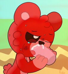 anthro bear bedding blanket bobby_bearhug bodily_fluids catnap catnap_(poppy_playtime) cheek_tuft critters_(poppy_playtime) crying cum cum_from_nose cum_in_mouth cum_in_nose cum_inside cum_on_penis double_handjob duo ears_up ejaculation facial_tuft fellatio female fur genital_fluids genitals grass hand_on_penis handjob hands-free hi_res licking male male/female mammal mob_entertainment narrowed_eyes no_humans one_eye_closed oral oral_orgasm orgasm outside penile penis penis_lick plant poppy_playtime red_body red_fur sex sky smiling_critters sweat sweatdrop tail tears tears_of_joy tinky tongue tongue_out tongue_out_fellatio tuft