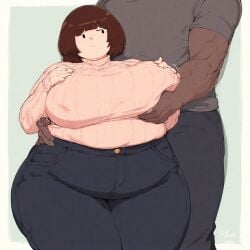 ai_generated ai_mom bbw bbw_mom big_breasts blush breasts brown_hair chubby chubby_female curvaceous curvy_body curvy_female curvy_hips curvy_milf cute cute_face dark-skinned_male duo embarrassed embarrassed_female female from_behind grabbing grabbing_breasts groping groping_breasts groping_from_behind huge_breasts large_breasts male mature_female milf plump sweater thick_thighs turtleneck venus_body voluptuous voluptuous_milf voluptuous_mom wide_hips your_mom
