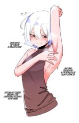arm_up armpit_fetish armpits crumblestodust embarrassed oc sweat white_hair