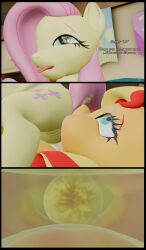 fluttershy_(mlp) sunset_shimmer mlp mlp_g4 2girls sitting_on_person sitting_on_another sitting_on_face facesitting my_little_pony dialogue mouth_open mouth_shot anus pussy ponut inside_mouth 3d fart fart_fetish fart_cloud farting_in_face farting_on_face farting farting_in_mouth farting_on_another facefart facefarting