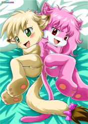 2girls annie_(little_tails) april_(little_tails) bbmbbf feline furry little_tails palcomix pink_hair tagme